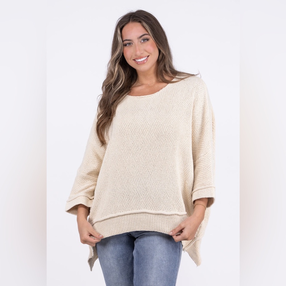 Entro Size M/L (8-14) Cream Stroll Simply Slouchy Dolman Sleeve Knit Sweater New